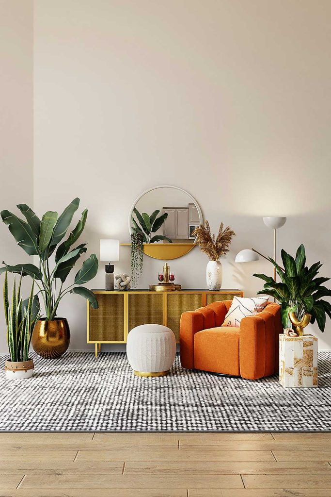 Room with orange chair